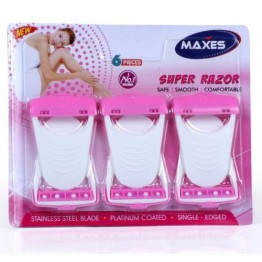 White and Pink Plastic Maxes Super Ladies Razor pack of 6